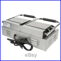 Double Commercial Panini Sandwich Grill Grooved Top Smooth Bottom Plates 3500W