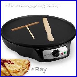 Electric 12 Round Griddle Crepe Maker Hot Plate Cooking Eggs Pancake Countertop