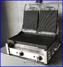 Eurodib 19 Commercial Double Panini or Sandwich Grill with Grooved Plates