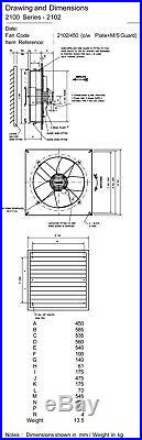 Flakt Woods 2102 450mm 1 phase plate mounted fan