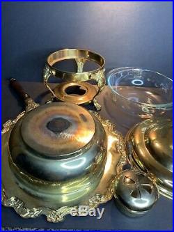 International Silver Chafing Dish Gold Plated Vintage Buffet Catering Party #E21