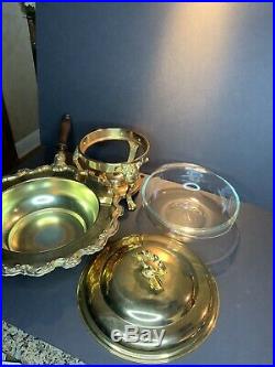 International Silver Chafing Dish Gold Plated Vintage Buffet Catering Party #E21