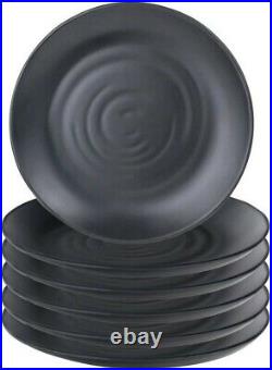 Itamae Matte Black Melamine Spiral Pattern Plates Home Restaurant Supply (6pcs)