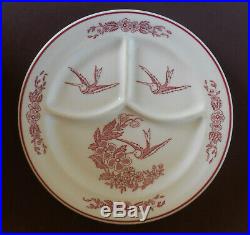 JACKSON CHINA Restaurant Ware RED HUMMINGBIRD Divided Grill Plates Cook's Supply