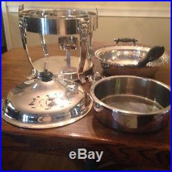 Large Silver Plate Chafing Dish And Table Warmer