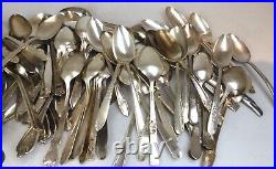 Lot 100 Silverplate Solid Serving Spoons Silverware Flatware Restaurant Quality