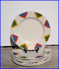 Lot of 6 Art Deco Triangle Syracuse China Restaurantware 12 Plates COLORFUL