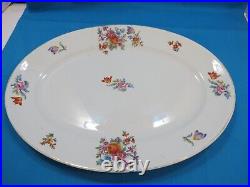 MID CENTURY 1927 BUFFALO CHINA Restaurant Ware Oval Serving PLATE FLOWERS FLORAL