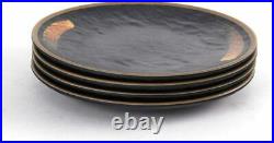 Matte Black Melamine Spiral Gold Brushtroke Pattern Plates Restaurant Supply