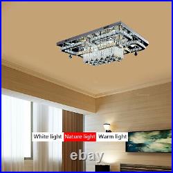 Modern LED Rectangle Crystal Ceiling Light Living Room Restaurant Pendant Lamp