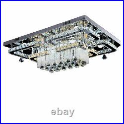 Modern Rectangle Crystal LED Ceiling Light Living Room Restaurant Pendant Lamp