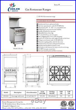 NEW 24 Oven Range 4 Burner Hot Plate Stove Commercial Kitchen Restaurant (NSF)
