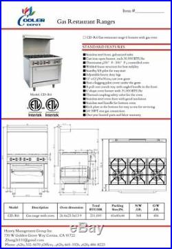 NEW 36 Oven Range 6 Burner Hot Plate Stove Commercial Kitchen Restaurant NSF