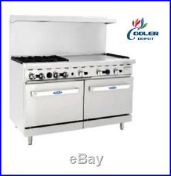NEW 60 Commercial Gas Double Oven Range 36 Griddle and 4 Burner Hot Plate NSF