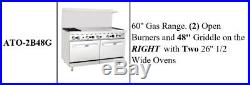 NEW 60 Commercial Gas Double Oven Range with 2 Burner Hot Plate + 48 Griddle NSF