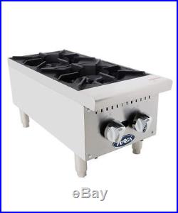 New 2 Burner Heavy Duty Commercial Countertop Gas Hot Plate Avail. In Nat / Lp