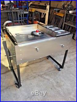 New. SS Taco Cart. 43 Flat Top 3/8 thick Griddle Plate + Steam. Made in USA