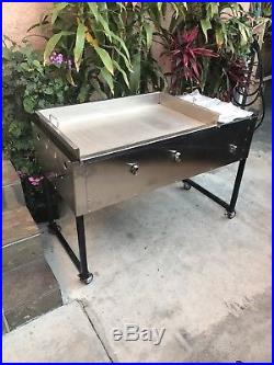 New. SS Taco Cart. 52 Flat Top 3/8 thick SS Griddle Plate + Steam. Made in USA