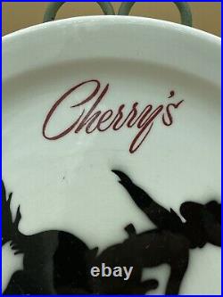 Rare Cherry's Jackson China Plate Bucking Bronco Western Black Red 1950s 9 3/4
