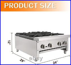 Restaurant 24 4 Burner Gas Range Hot Plate Countertop Commercial Liquid Propane
