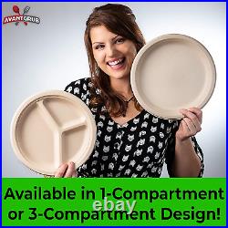 Restaurant-Grade, Biodegradable 9 Inch 3-Compartment Plates. Bulk 200Pk. Great f