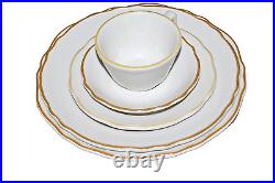 Restaurant Style Scalloped Rim Tan Band China Vintage 173 Pieces Assorted L2438