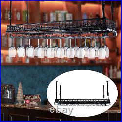 Retro Glass Goblet Hanging Shelf Restaurant Rack Ceiling-Mounted Bar Wine Rack