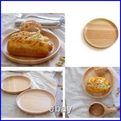 Round Plate Food Display Restaurant Supply Wooden Snack Breakfast Suitable