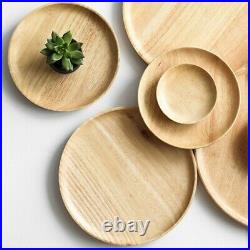 Round Plate Food Tray Restaurant Supply Wooden Snack Hot Sale Brand New