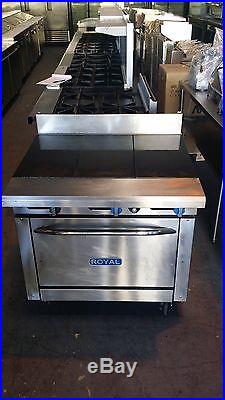 Royal 36 Flat top Griddle, Hot Plate Combo Stove, 3 x 12 Wide Zone with Oven