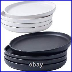 Set of 4 Elegant Matte 8 Round Ceramic Restaurant Serving Dinner Plates