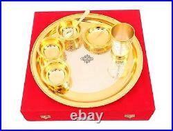 Silver Plated Gold Polish Dinner Set, Gold, 7 Piece
