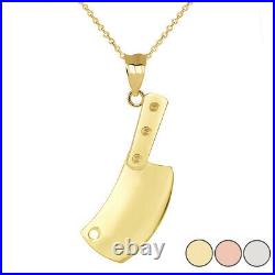 Solid Gold Butcher Meat Cleaver Cooking Chef Restaurant Pendant Necklace