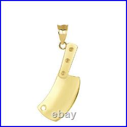 Solid Gold Butcher Meat Cleaver Cooking Chef Restaurant Pendant Necklace