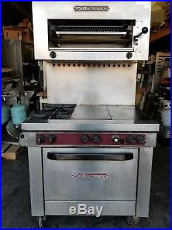 Southbend X436D-2HT 2 Burner+2 Hot Plate+Oven Nat. Gas with a 36 Salamander