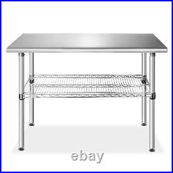 Stainless 49 x 24 Kitchen Restaurant Prep Table with Wire Lower Shelf