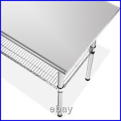 Stainless 49 x 24 Kitchen Restaurant Prep Table with Wire Lower Shelf