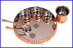Steel Copper Dinner Thali Set, Serveware & Dinnerware, Home Restaurant, 7 Pieces
