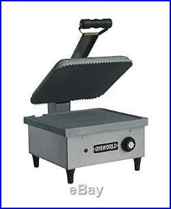 Uniworld Stainless Steel Commercial Panini Grill, 14 x 13 Grid Plate, 1550W, with
