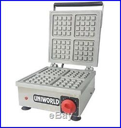 Uniworld Stainless Steel Commercial Waffle Maker with 4-Single Plate Cast Aluminum