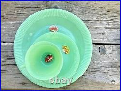 Vintage Fire King Jadeite Jane Ray 3-Pc Place Setting for 4