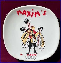 Vintage Maxim's de Paris Restaurant, China Collection, 3 Plates, 2 Ashtrays