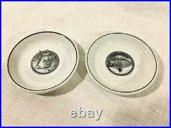 Vintage Pair Porcelain Dishes Twin Tower Market Dining Rooms & Bar NYC, pre-9/11
