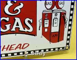 Vintage Smileys Rest Stop Porcelain Sign Gas Oil Pump Plate Restaurant Route 66
