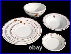 Vintage'W' Monogram Restaurant Ware China Plates & Bowls Syracuse Shenango