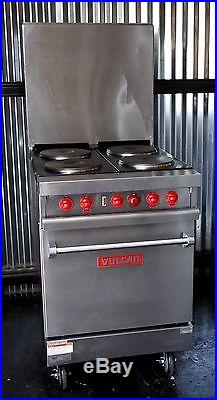 Vulcan E24L 24 Electric 4 Four Burner Range French Plates Standard Oven Stove