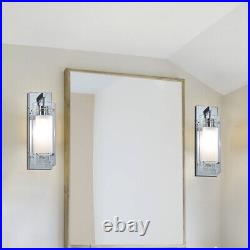 Wall Sconce 1 Light Bathroom Vanity Wall Light Chrome with Glass 2 Pack