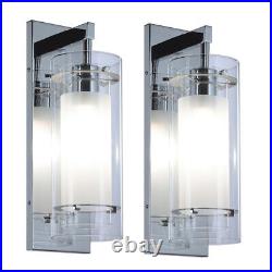 Wall Sconce 1 Light Bathroom Vanity Wall Light Chrome with Glass 2 Pack