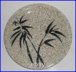 Wallace China Restaurant Ware Black Airbrushed Palm Trees withRed & Green Spatter