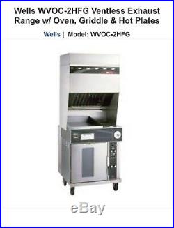 Wells WVOC-2HFG Electric Ventless Exhst Range Oven Griddle Hot Plates Cook Cente